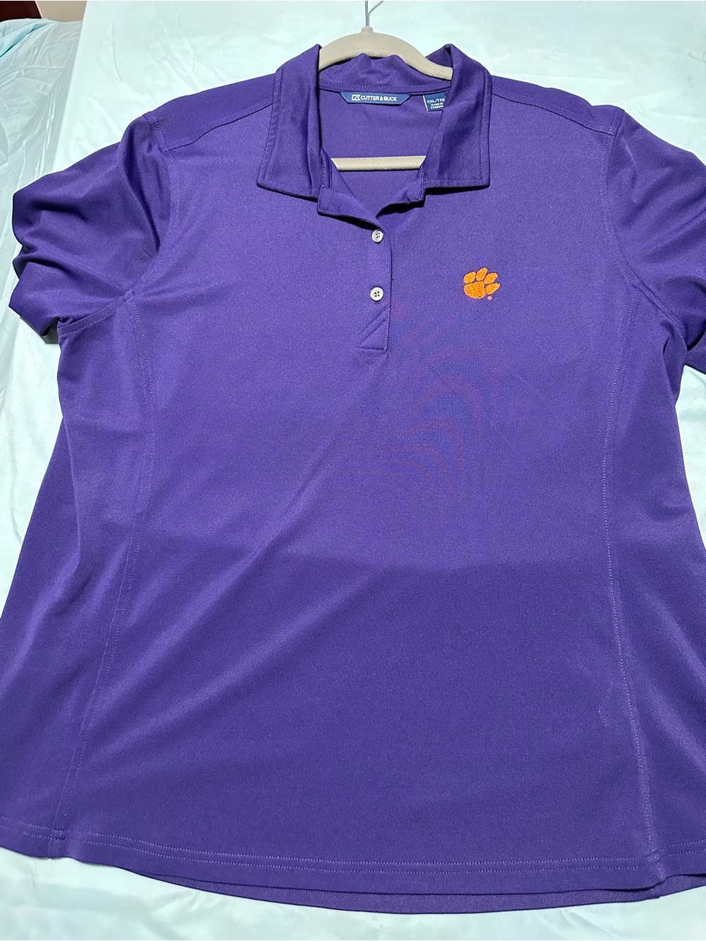 Cutter & Buck Purple Polo with Orange Paw Embroidery